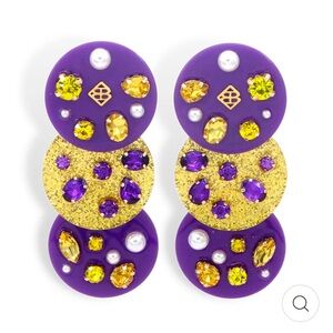 Brianna Cannon Purple/Gold Gameday Earrings. NEW WITH TAGS